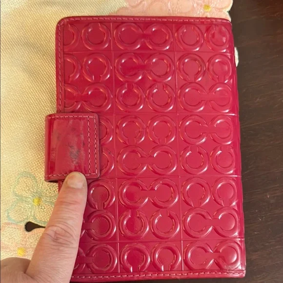 Coach Red-pink Wallet/check book - Picture 2 of 9